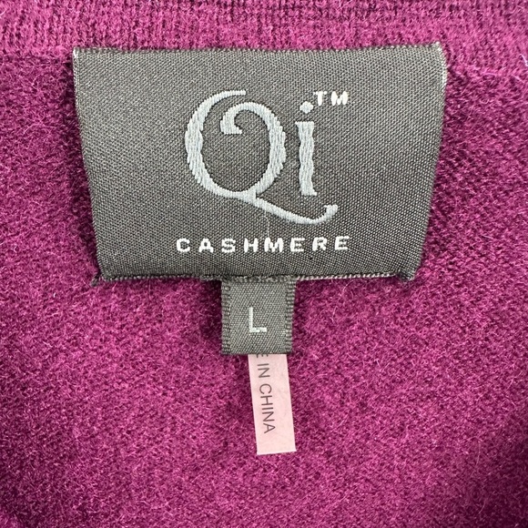 Qi Cashmere Sweater Mens L Purple Button Henley Collar Long Sleeve Pullover - Picture 4 of 9